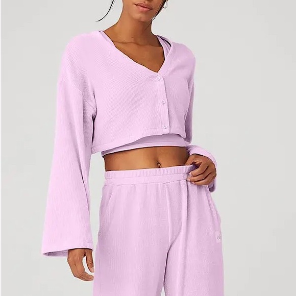 Alo Chenille Chalet Cardigan - Sugarplum Pink (Size Medium) - Picture 1 of 8
